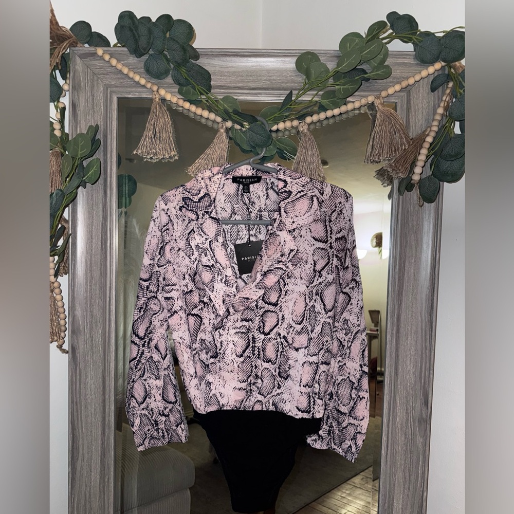 Pink and Black Snake Print Bodysuit